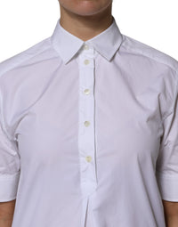 Dolce & Gabbana White Cotton Short Sleeves Collared Polo Women's Top