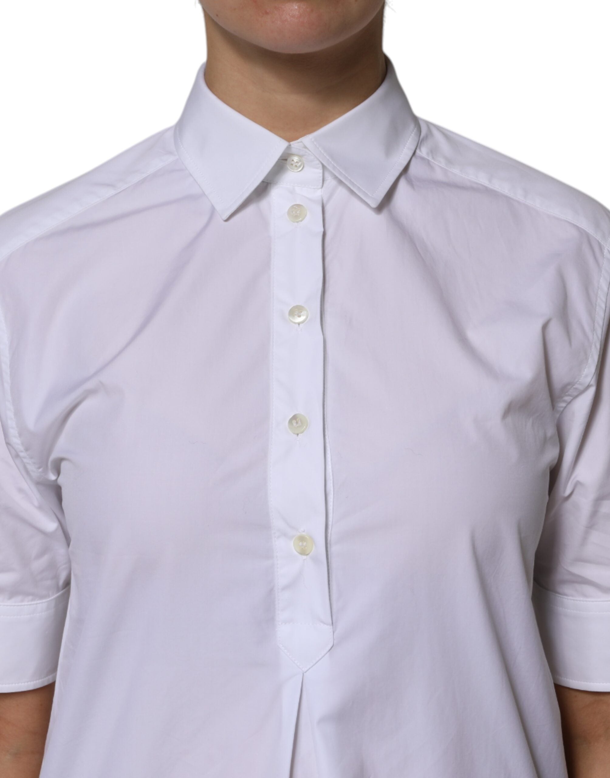 Dolce & Gabbana White Cotton Short Sleeves Collared Polo Women's Top