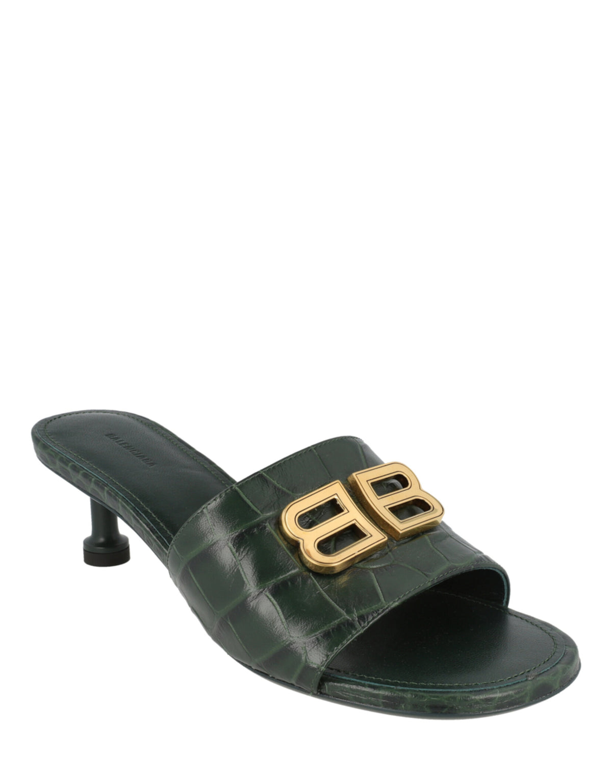 Balenciaga Womens Croc-Embossed Groupie BB Mules