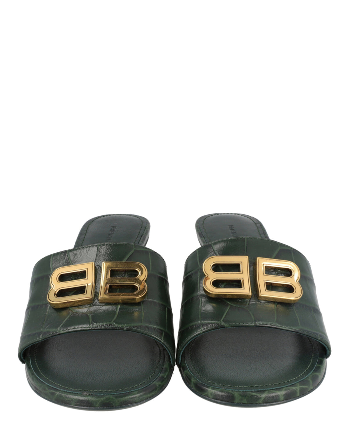 Balenciaga Womens Croc-Embossed Groupie BB Mules