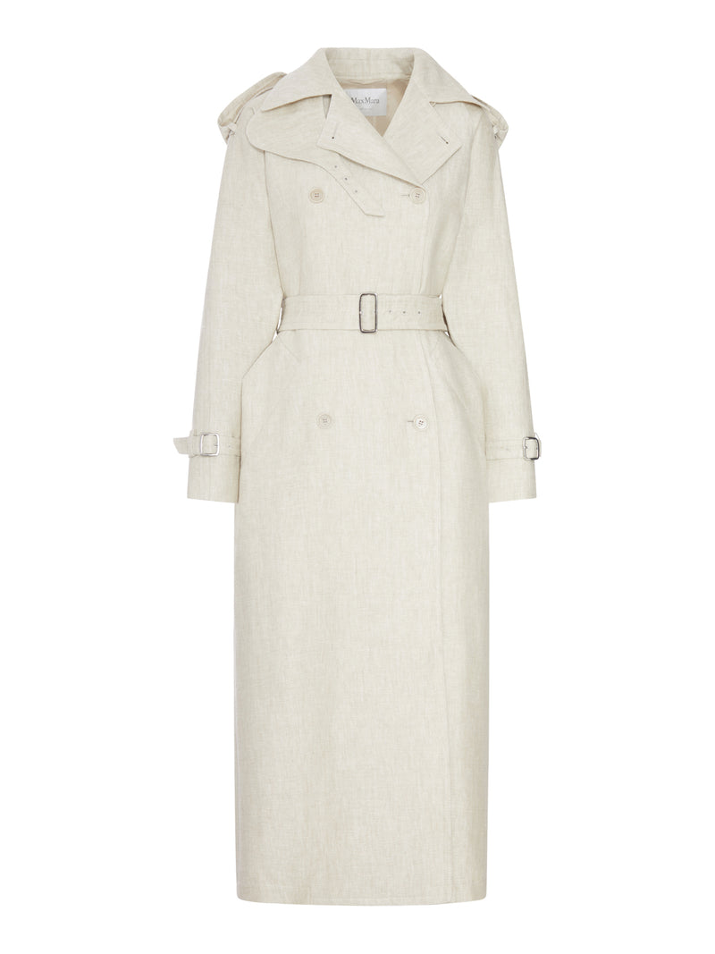 Max Mara Max Mara Women Double-Breasted Duster Coat In Pure Linen Drill