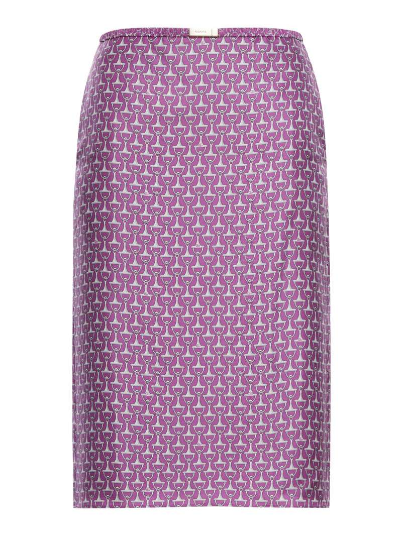 Gucci Women Silk Horse-Print Midi Skirt