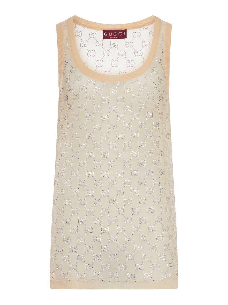 Gucci Women Silk Top With All-Over "Gg" Pattern