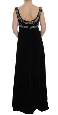 Dolce & Gabbana Brown Velvet Crystal Sheath Gown Women's Dress