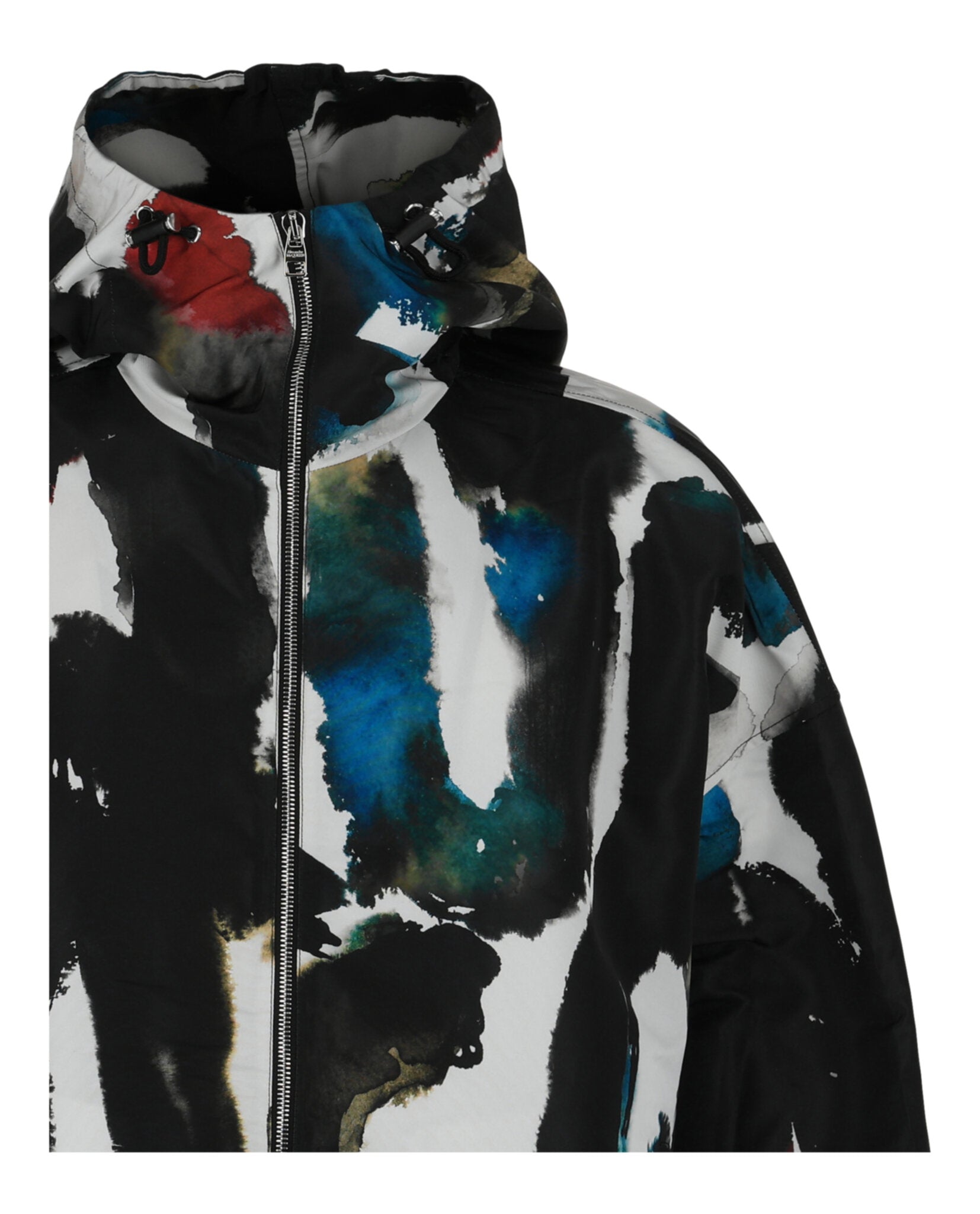 Alexander McQueen Alexander McQueen Mens Watercolor Graffiti Hooded Windbreaker