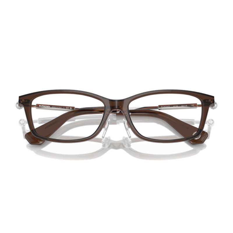 Burberry Eyeglasses Rectangle Full Rim, Brown Frame and Clear Demo Lenses Lens BE2414D4116