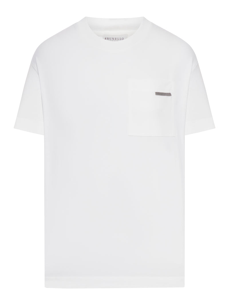 Brunello Cucinelli Women Crew Neck Cotton T-Shirt With Mobile Application