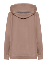 Brunello Cucinelli Women Cotton And Silk Interlock Topwear With Hood And Precious Stripe