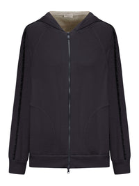 Brunello Cucinelli Brunello Cucinelli Women Cotton And Silk Interlock Topwear With Hood And Precious Stripe