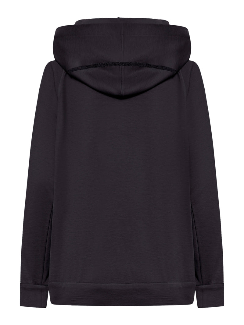 Brunello Cucinelli Brunello Cucinelli Women Cotton And Silk Interlock Topwear With Hood And Precious Stripe