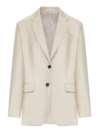 Brunello Cucinelli Women Single-Breasted Tailored Linen Jacket