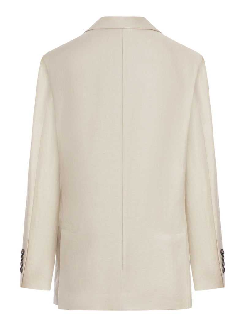 Brunello Cucinelli Women Single-Breasted Tailored Linen Jacket
