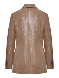 Brunello Cucinelli Brunello Cucinelli Women Double-Breasted Blazer In Laminated Fabric With A Shiny Effect