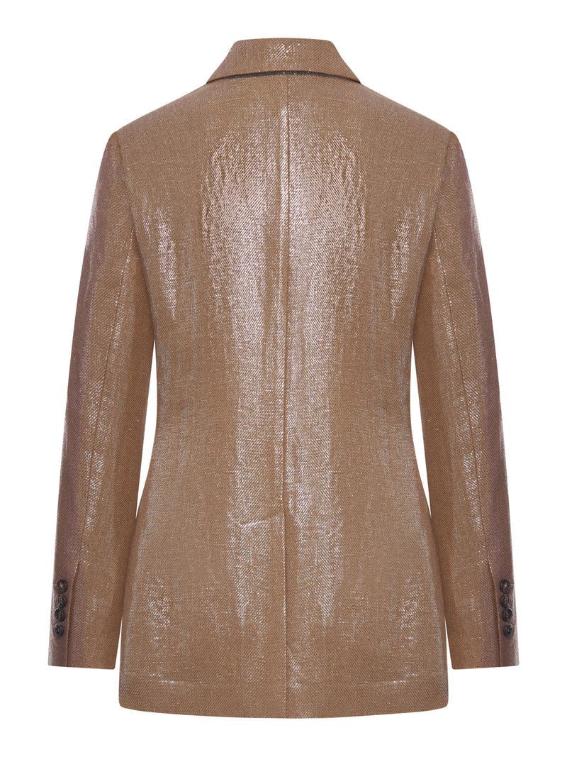 Brunello Cucinelli Brunello Cucinelli Women Double-Breasted Blazer In Laminated Fabric With A Shiny Effect