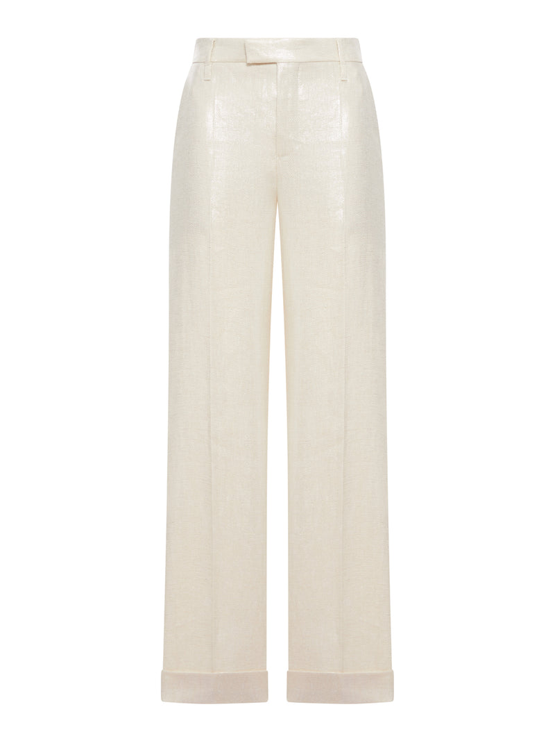 Brunello Cucinelli Women Wide-Leg Tailored Linen Trousers
