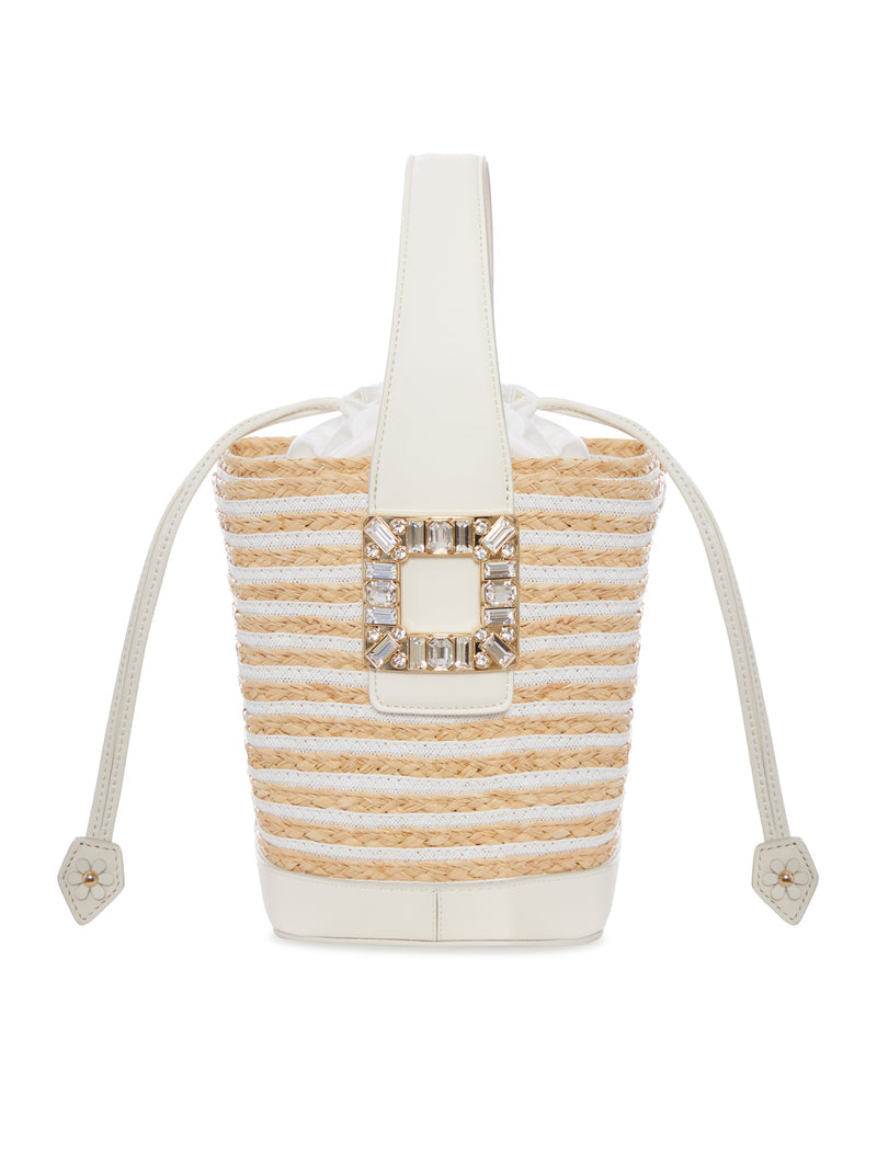 Roger Vivier Roger Vivier Women Striped Raffia Bucket Bag With Jewel Buckle