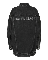 Balenciaga Balenciaga Womens Denim Jacket with Strass Logo