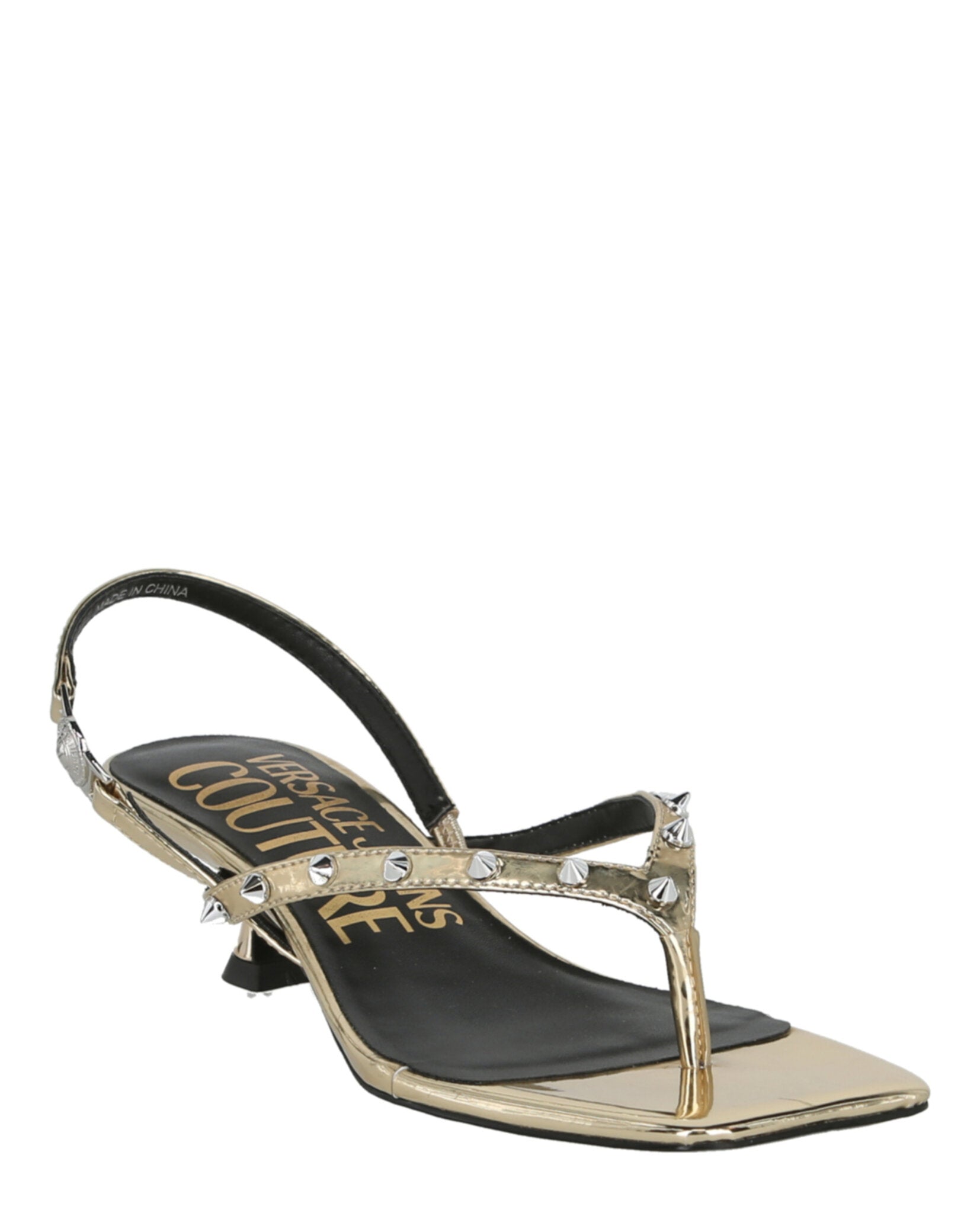 Versace Jeans Versace Jeans Womens Metallic Studded Kitten Sandals
