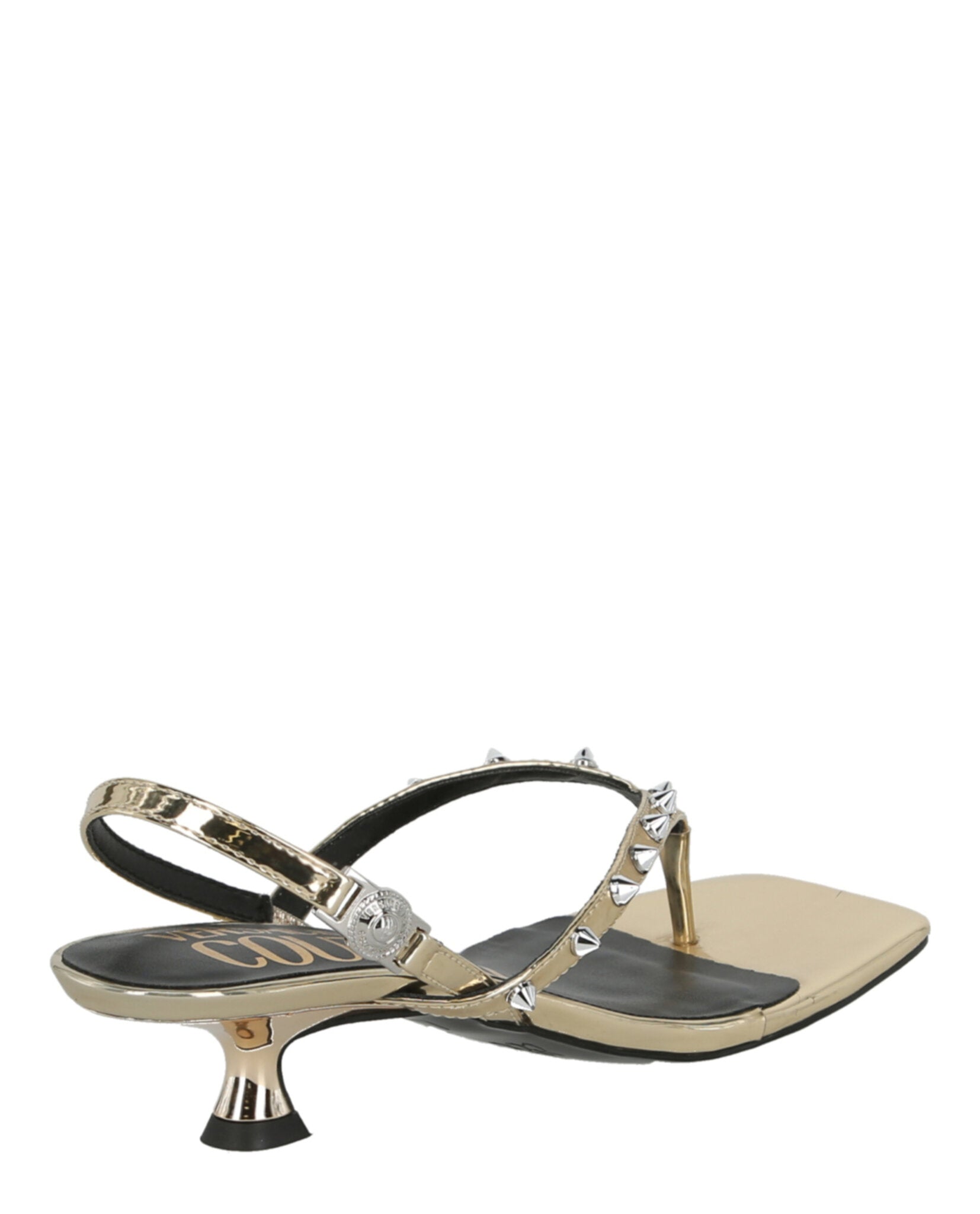 Versace Jeans Versace Jeans Womens Metallic Studded Kitten Sandals