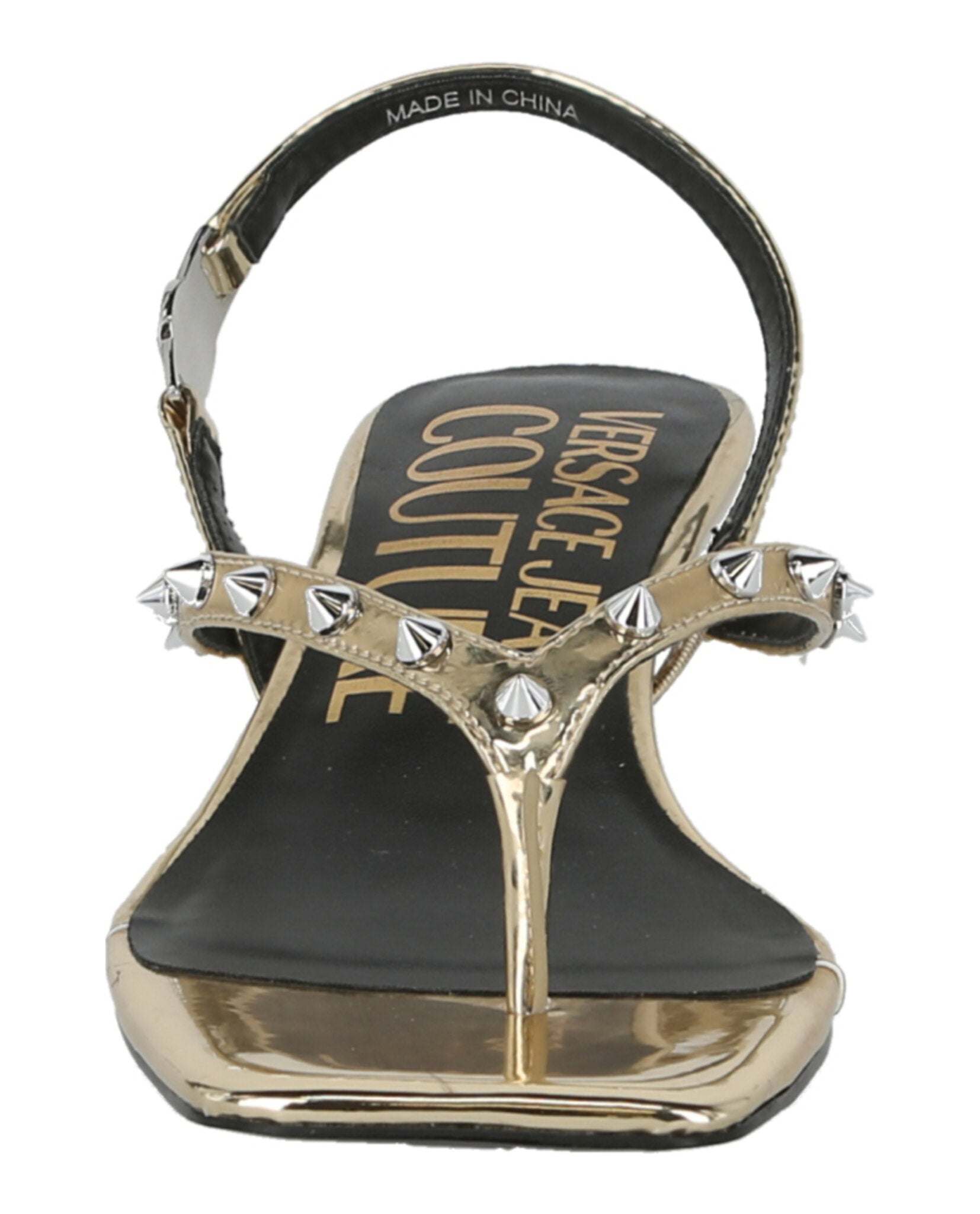Versace Jeans Versace Jeans Womens Metallic Studded Kitten Sandals