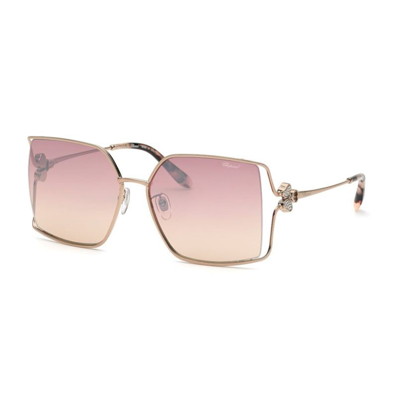 Chopard Chopard Sunglasses Square Full Rim, Rose Gold Frame and Red Gradient with Silver Mirror Lens SCHG68SA32X
