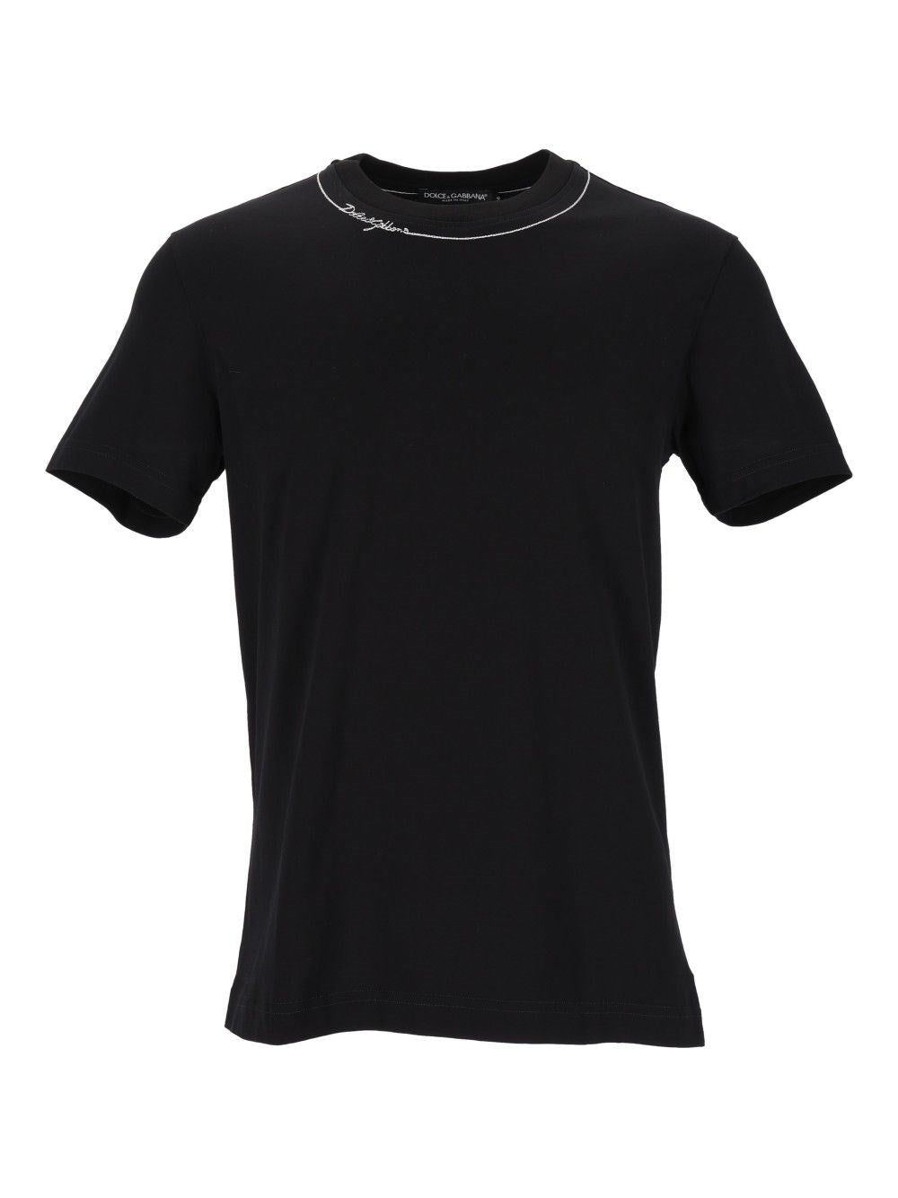 Dolce & Gabbana Men Cotton T-Shirt With Embroidery