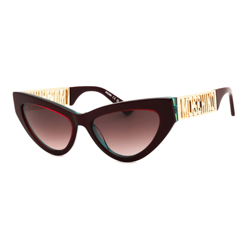Moschino Sunglasses Cat Eye Full Rim, Metalized Burgundy Frame and Brown Gradient Lens MOS170/S0B17HA