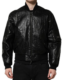 Dolce & Gabbana Black Logo Plaque Bomber Full Zipper Men's Jacket