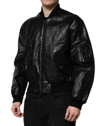 Dolce & Gabbana Black Logo Plaque Bomber Full Zipper Men's Jacket