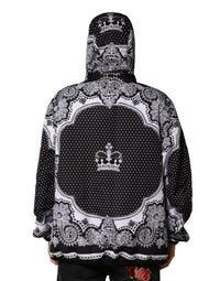 Dolce & Gabbana Black Bandana Print Hooded Bomber Men's Jacket