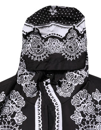 Dolce & Gabbana Black Bandana Print Hooded Bomber Men's Jacket