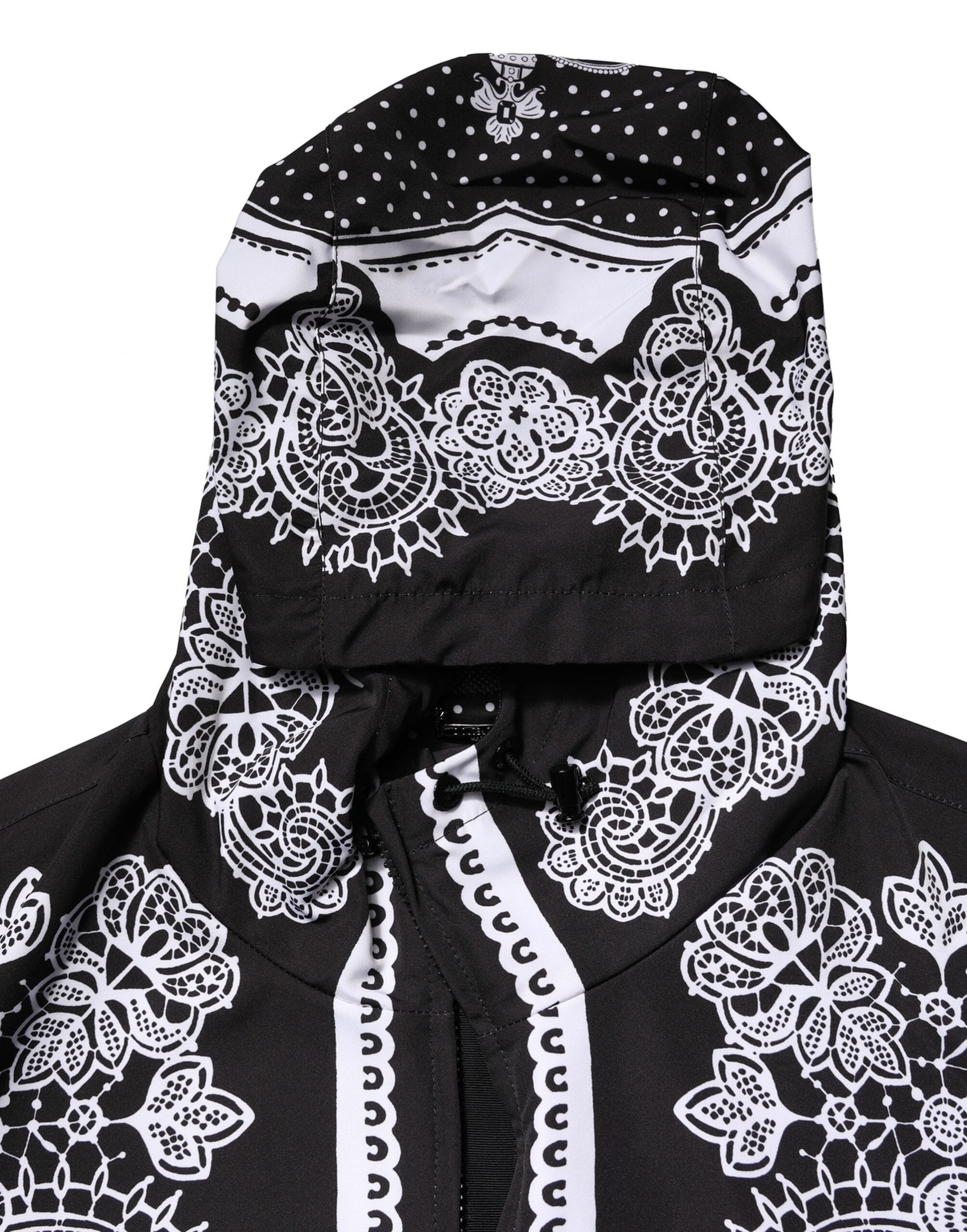 Dolce & Gabbana Black Bandana Print Hooded Bomber Men's Jacket