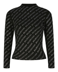 Balenciaga Balenciaga Womens Crystal Embellished Logo Top