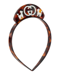 Gucci Girls Interlocking G Logo Plaque Headband Brown