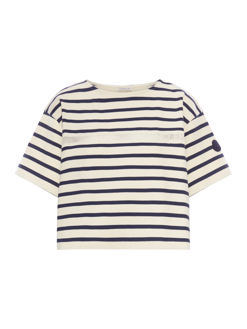 Moncler Moncler Women Striped Crop T-Shirt With Logo