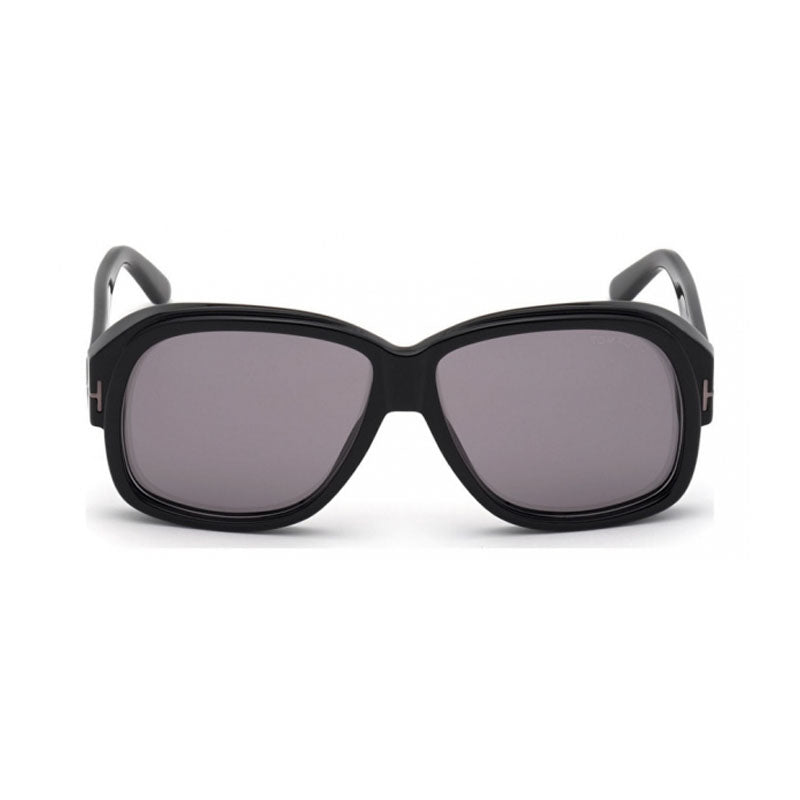 Tom Ford Sunglasses Square Full Rim, Shiny Black Frame and Smoke Mirror Lens FT0837-N01C