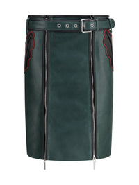 Marni Women Leather Skirt With Belt And Pockets