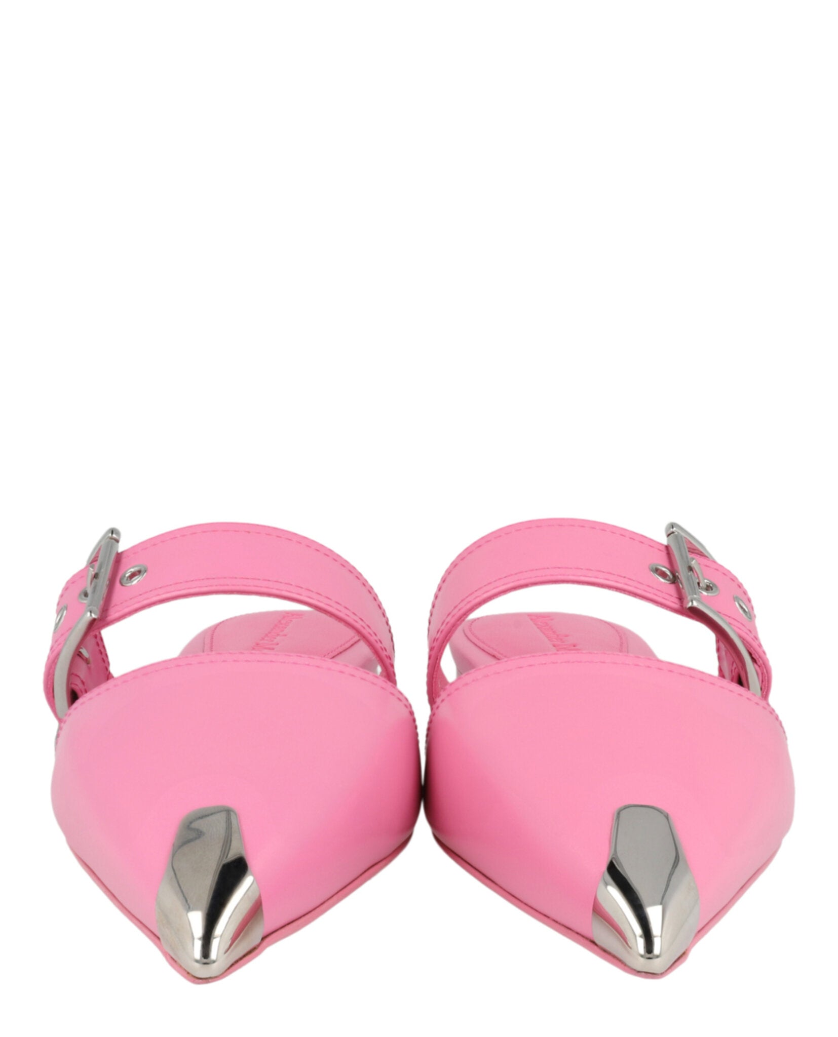 Alexander McQueen Womens Buckle Leather Mules