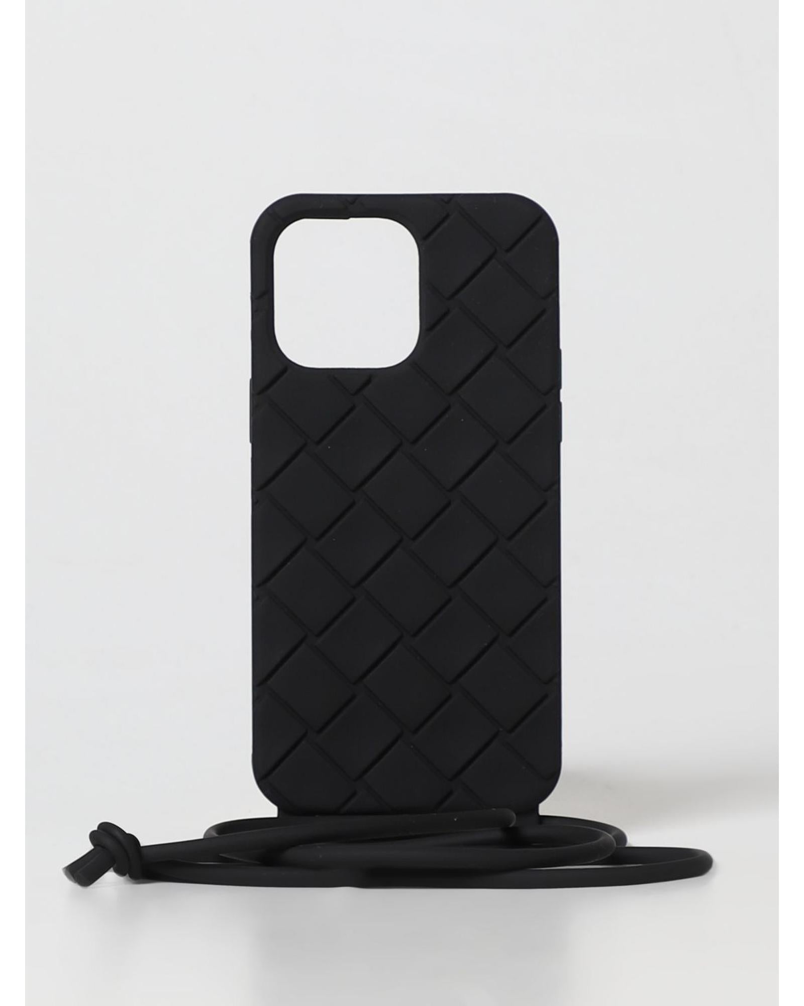 Bottega Veneta Silicone Phone Case Woven Design Unisex Black Tech