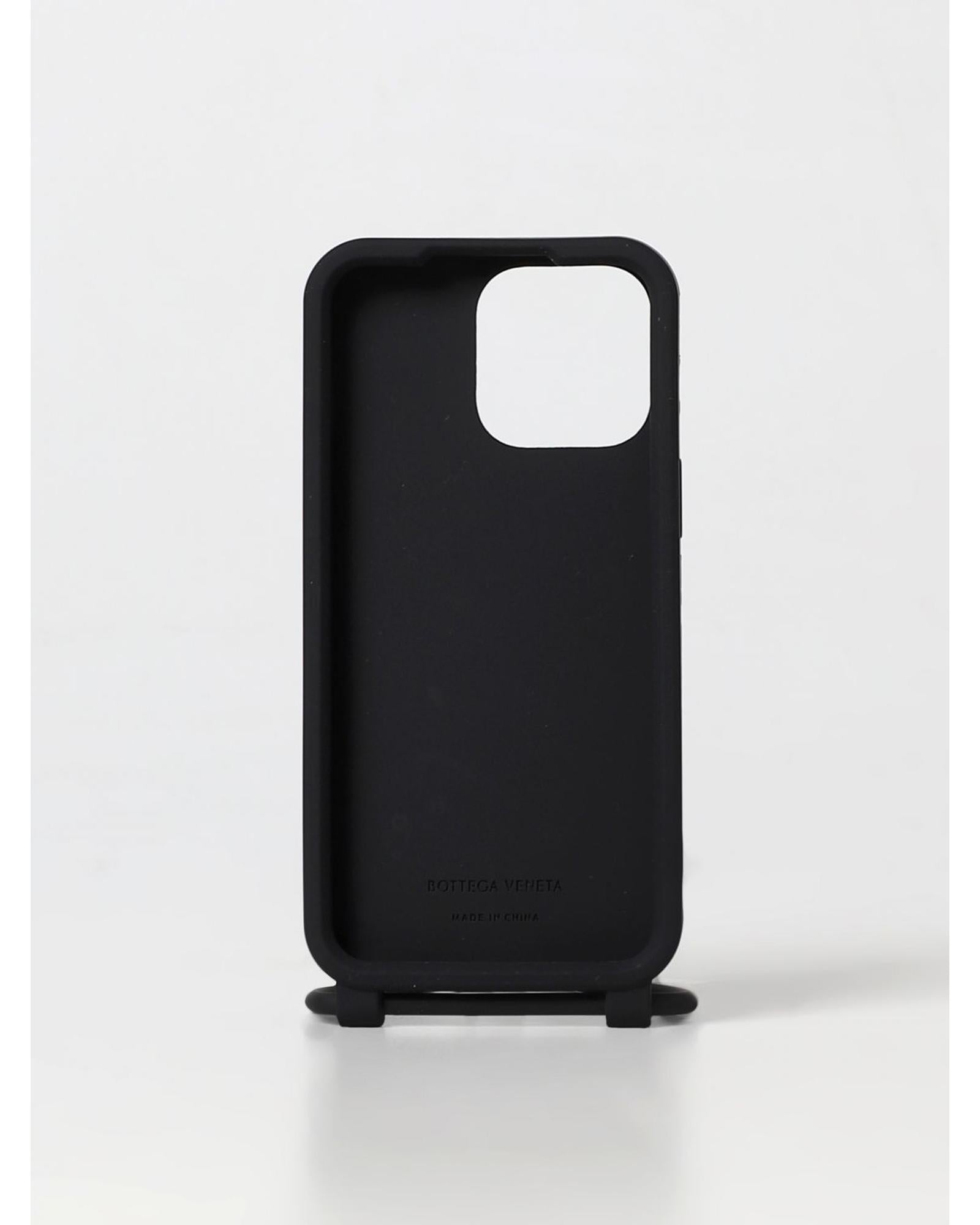 Bottega Veneta Silicone Phone Case Woven Design Unisex Black Tech