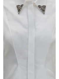 Versace Women Embroidered Cotton Poplin Shirt