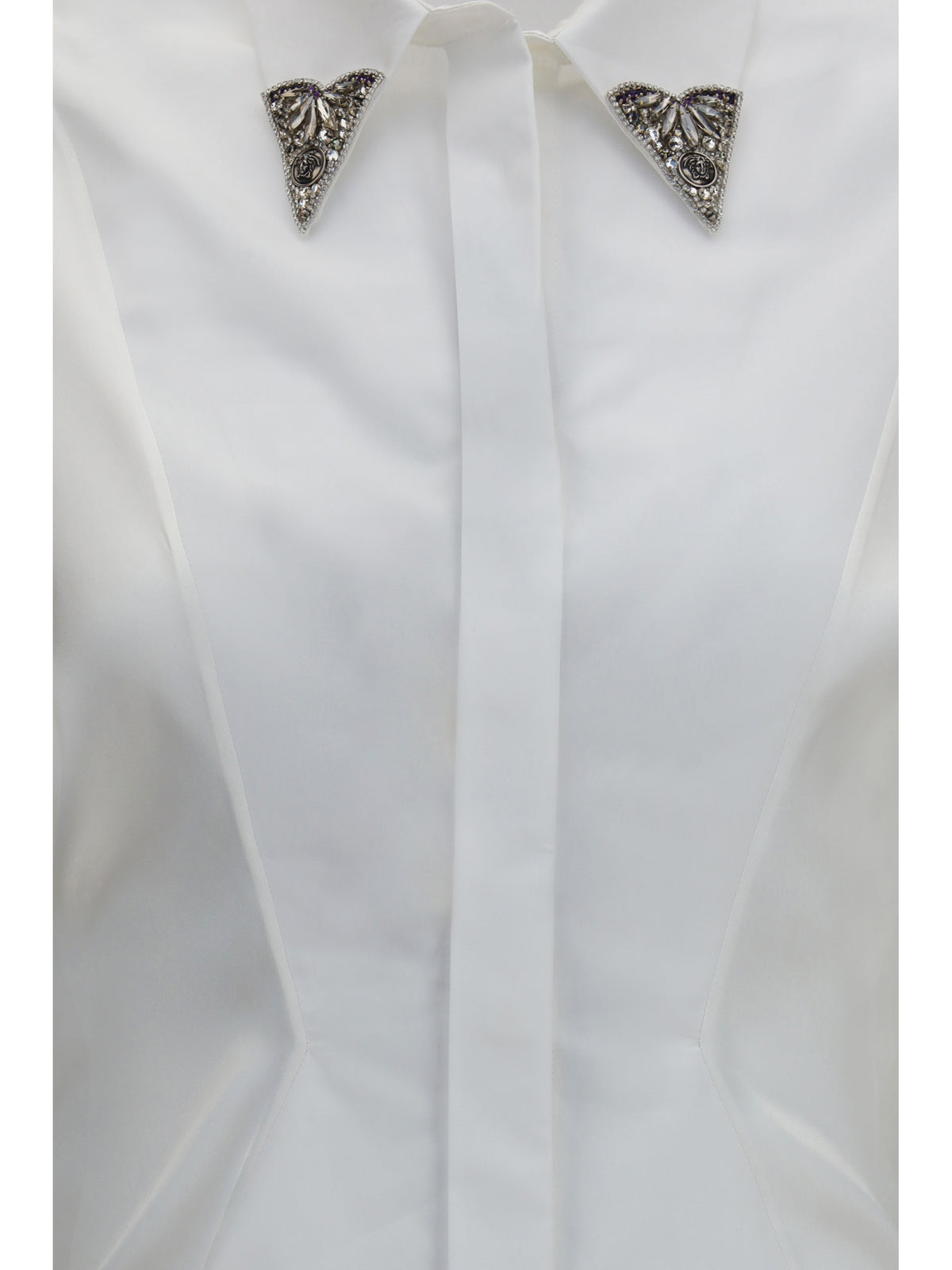 Versace Women Embroidered Cotton Poplin Shirt