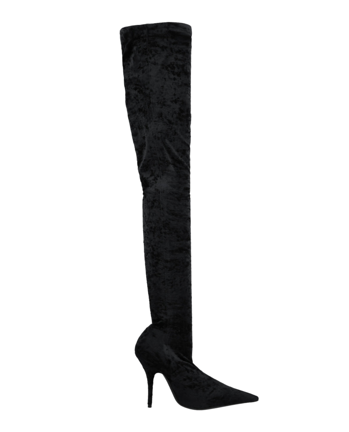 Balenciaga Womens Knife Cuissardes 110 Crushed Velvet Boots