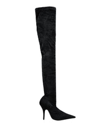 Balenciaga Womens Knife Cuissardes 110 Crushed Velvet Boots