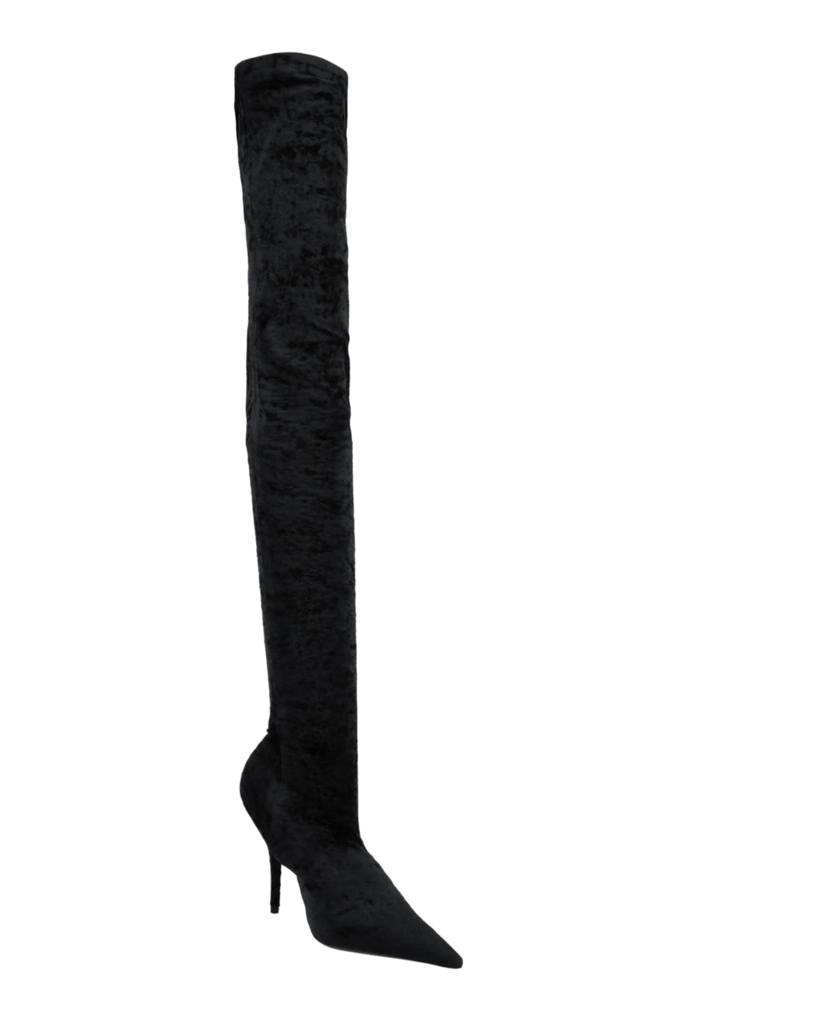 Balenciaga Womens Knife Cuissardes 110 Crushed Velvet Boots