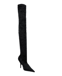 Balenciaga Womens Knife Cuissardes 110 Crushed Velvet Boots