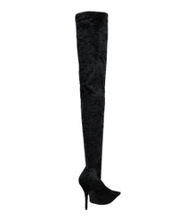 Balenciaga Womens Knife Cuissardes 110 Crushed Velvet Boots