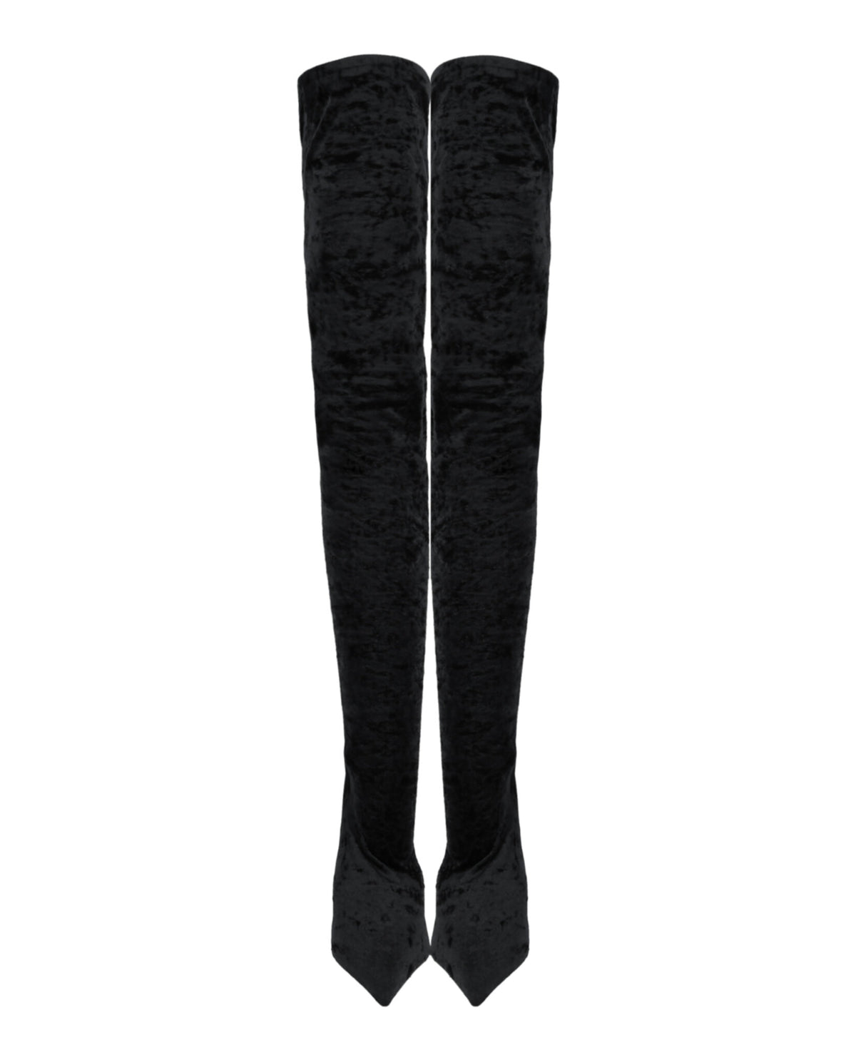 Balenciaga Womens Knife Cuissardes 110 Crushed Velvet Boots