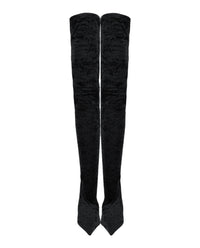 Balenciaga Womens Knife Cuissardes 110 Crushed Velvet Boots