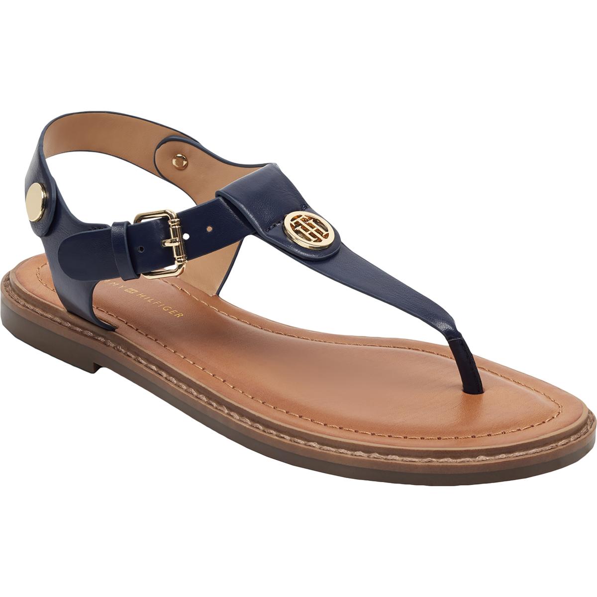 Bennia Womens Embellished Faux Leather Thong Sandals